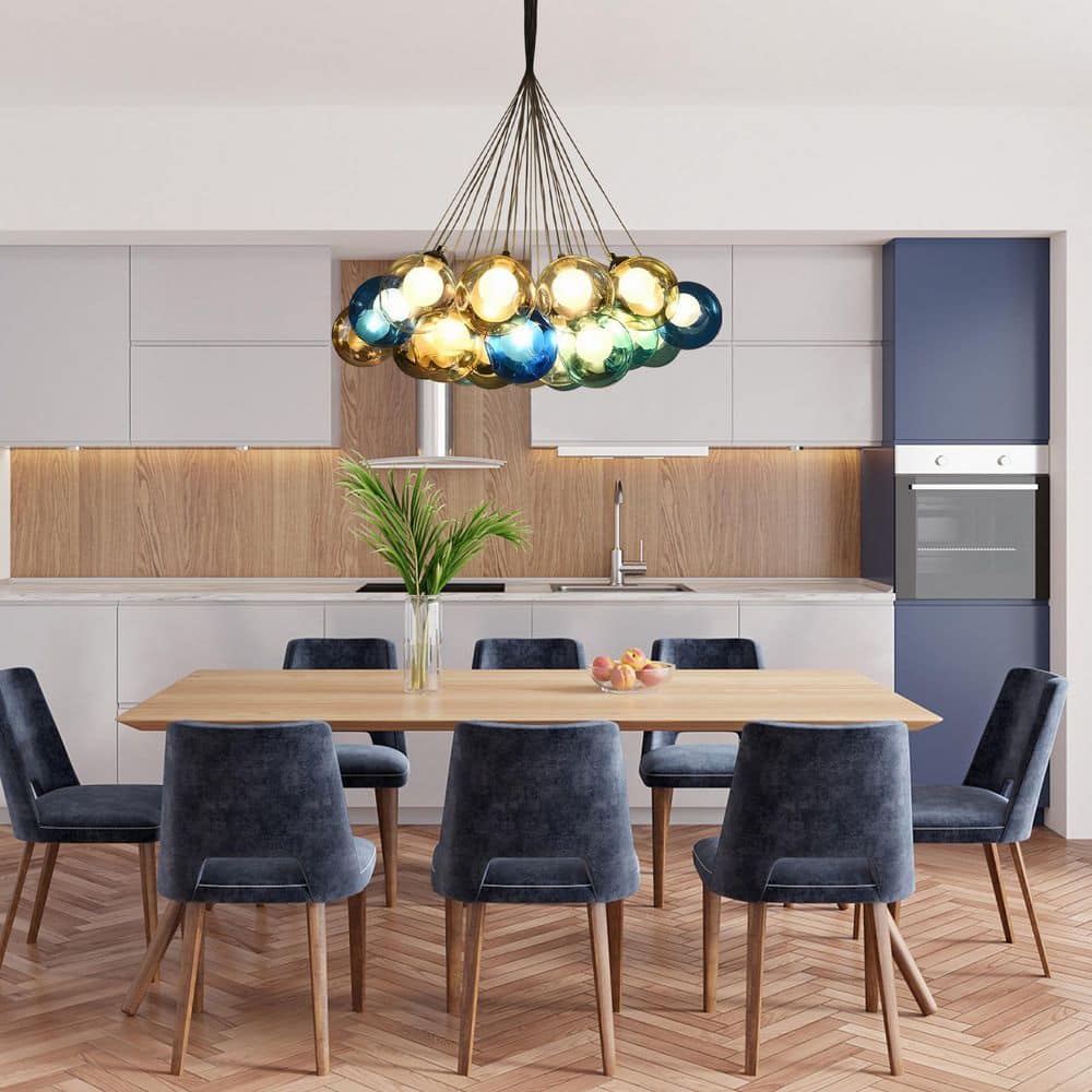 19 Light Chrome Modern Bubble Cluster Globes Chandelier for Bedroom, Colorful Dimpled Blown Glass Hanging Ceiling Light price history on PriceWatchPro