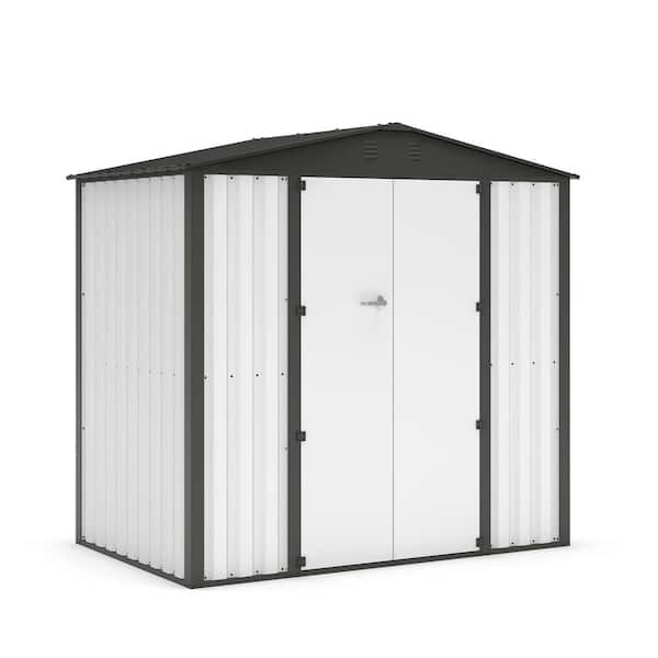 LAUSAINT HOME 4 ft. W x 6 ft. D Metal Storage Shed with Lockable Door in White (24 sq. ft.)