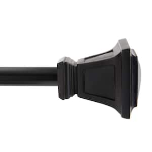 Seville 48 in. - 86 in. Adjustable Single Curtain Rod 5/8 in. Diameter in Matte Black with Square Finials