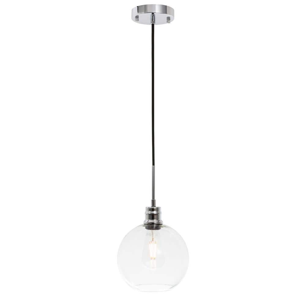 Timeless Home Eduardo 1-Light Pendant in Chrome with 8 in. W x 7.5 in. H Cl