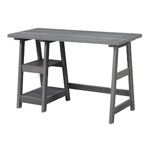 47 in. Rectangular Charcoal Gray Writing Desks with Storage