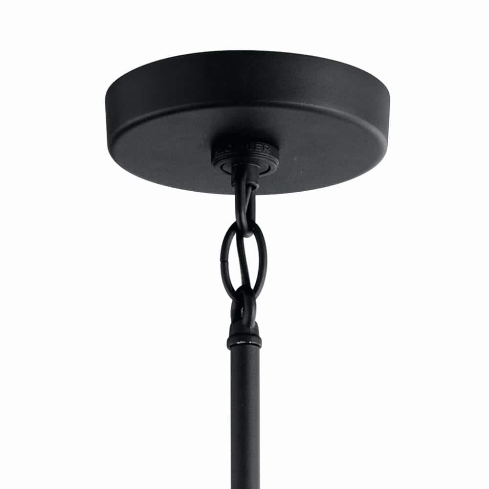 Camillo 18" Black Hanging Pendant with Clear Seeded Glass