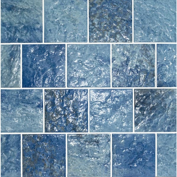 MSI Take Home Tile Sample - Adelaide Azul Square 4 in. x 4 in. Glossy Porcelain Wall Tile