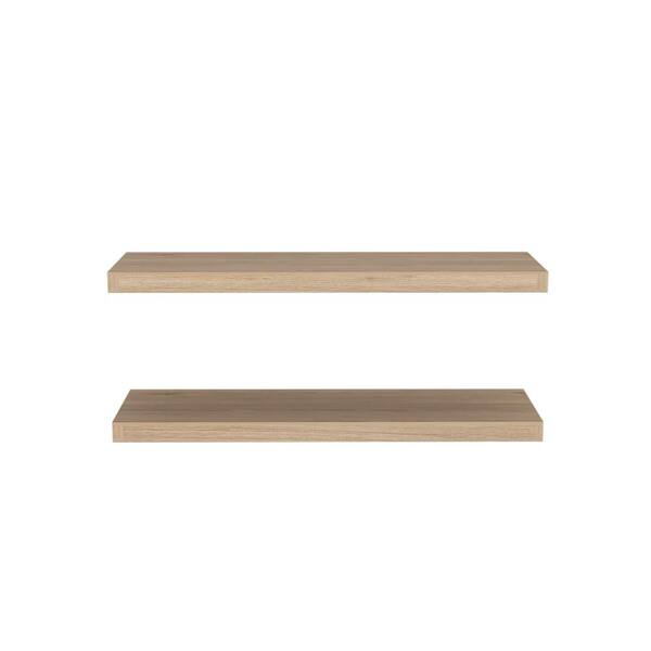 Unbranded 31.5 in. W x 9.8 in. D Particle Board Old Pine Wide Floating Decorative Wall Shelves: Sleek Storage, New (Set of 2)