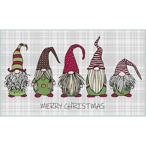 Christmas Gnomes Grey 1 ft. 6 in. x 2 ft. 6 in. Machine Washable Holiday Area Rug