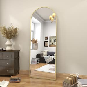 21 in. W x 63 in. H Arched Gold Aluminum Alloy Framed Full Length Mirror Standing Floor Mirror