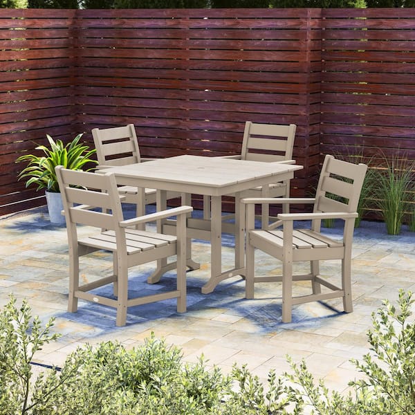 Grant Park 5-Piece Plastic Outdoor Dining Arm Chair Set in Sand