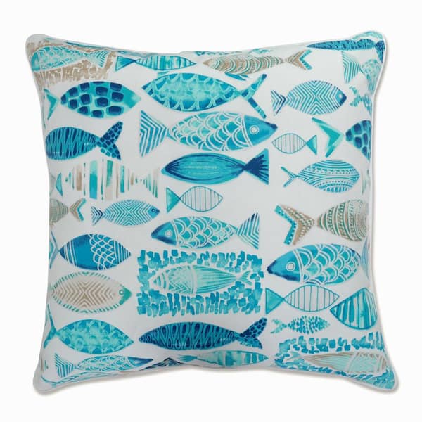 Pillow Perfect Tropical Blue Square Outdoor Square Throw Pillow