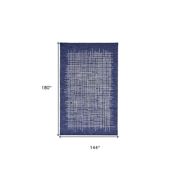 2 ft. x 8 ft. Blue, Ivory Plaid Area Rug