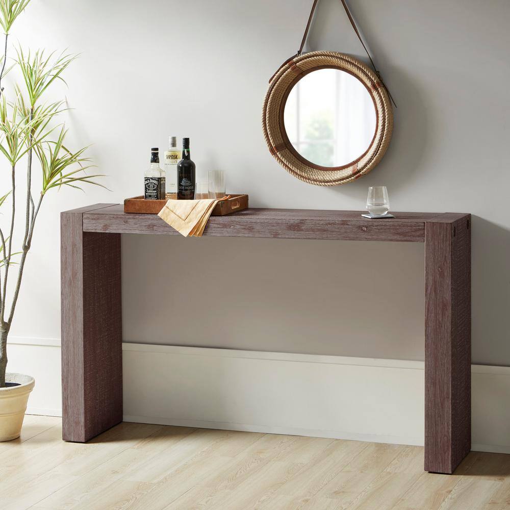Weathered Medium Wood Rectangular Hallway Table with Storage