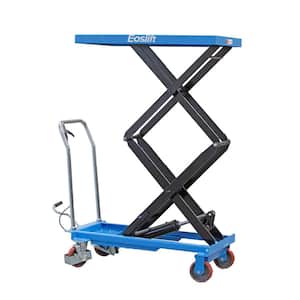 Industrial Grade Heavy Duty TAD35 Manual Double Scissor Lift Table Cart 770 lbs. Cap., 20.5 in. x 39.7in. Swivel Casters