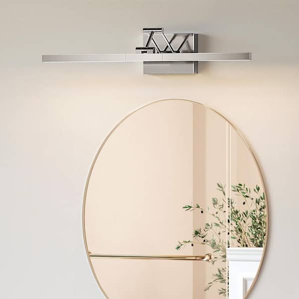 24 in. 1-Light Brushed Nickel Bathroom 3CCT Modern LED Vanity Light Fixture with 360° Rotatable Head and Swing Arm