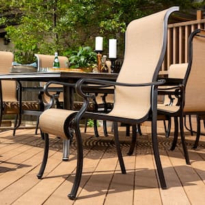 7-Piece Aluminum Outdoor Dining Set with a 40 in. x 70 in. Glass-Top Table 2-Swivel Rockers and 4-Dining Chairs