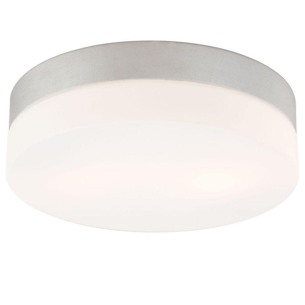 9-Inch White Glass Flush Mount Ceiling Light with Satin Nickel Finish