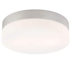 Disc 2-Light Metallic Grey Flushmount with Frosted Glass