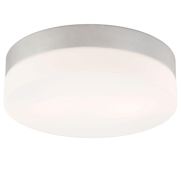 Titan Lighting Disc 2-Light Metallic Grey Flushmount with Frosted Glass