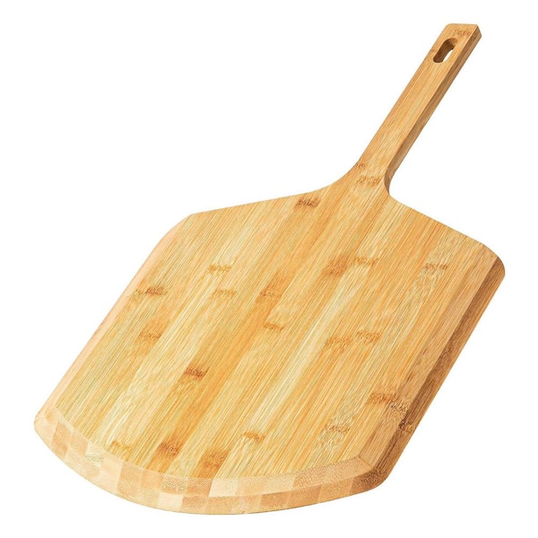 16 Inch Bamboo Pizza Peel Natural Finish Pizza Paddle with Beveled Edge and Easy Grip Handle for Oven Transfer