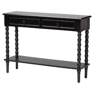 Malinda 45.3 in. Black Rectangle Wood Console Table with 2 Drawers