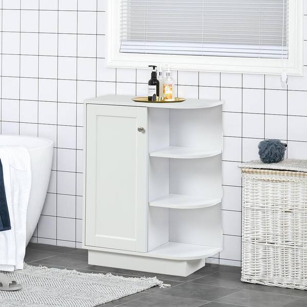 White Shelf Cabinet with Adjustable Plates Ample Storage Space