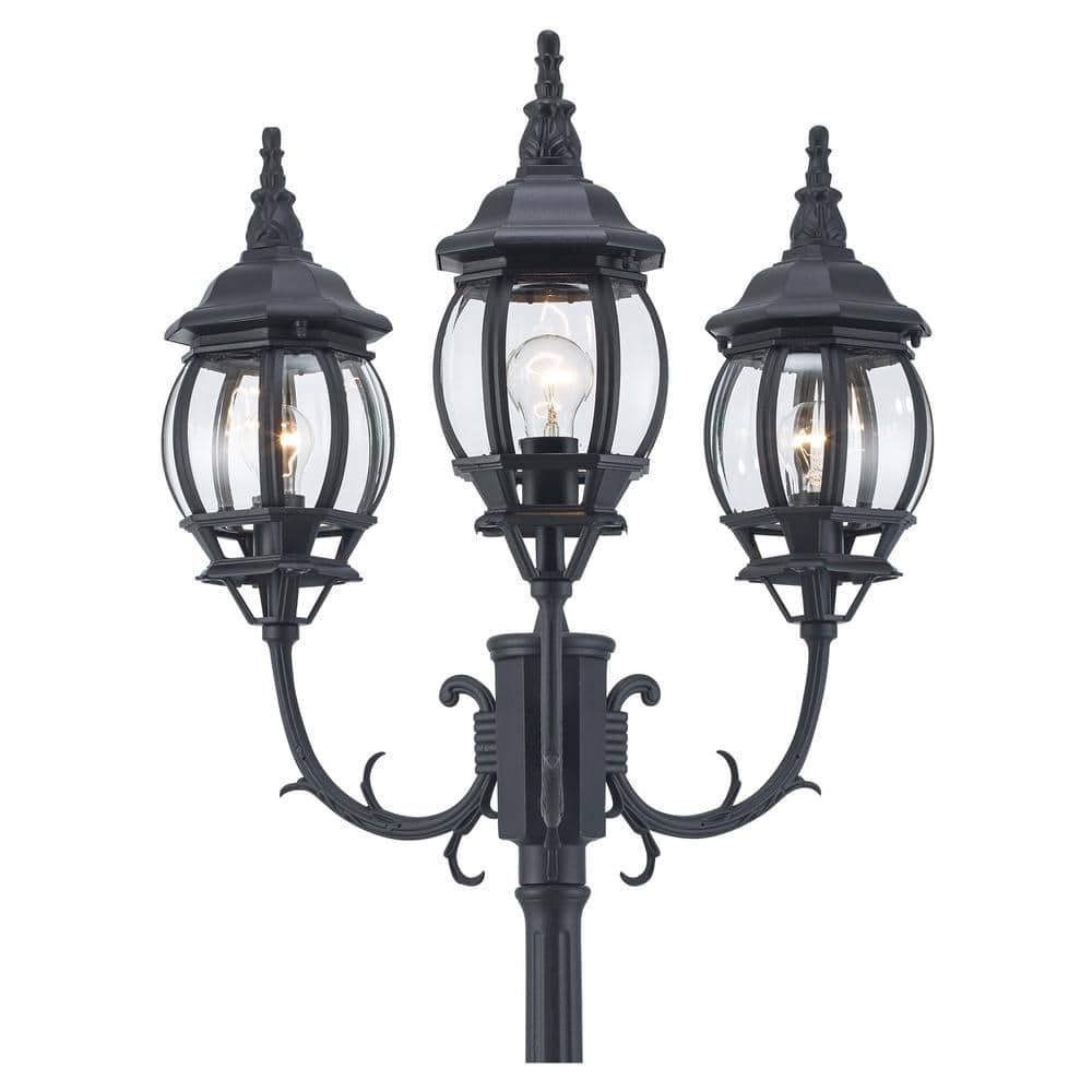 Elegant Traditional Black Cast Aluminum Outdoor Lamp Post - 91.5" Height