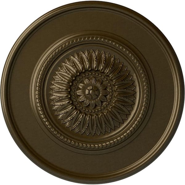 Ekena Millwork 2-1/2" x 41-1/8" x 41-1/8" Polyurethane Large Floral Ceiling Medallion, Brass