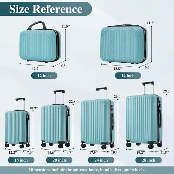 Merax 6 or More Bags 6-Piece Ice Blue ABS Hardshell 12, 14, 16, 20