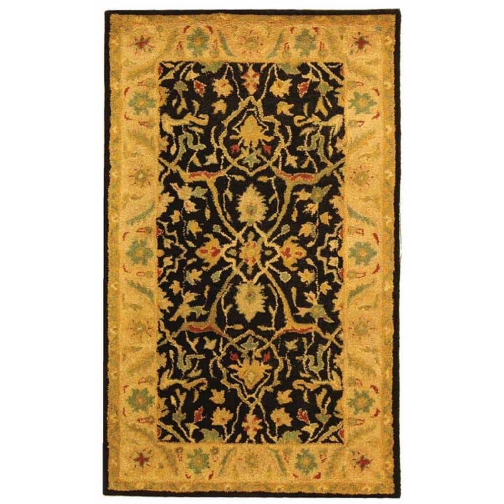 Handmade Black Wool 3' x 5' Tufted Area Rug