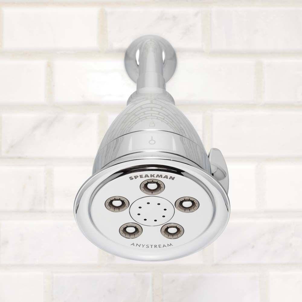 Polished Chrome Adjustable Shower Head with Filter and Jet Spray