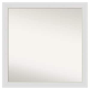 Flair Soft White Narrow 32 in. x 32 in. Custom Non-Beveled Satin Recyled Polystyrene Bathroom Vanity Wall Mirror