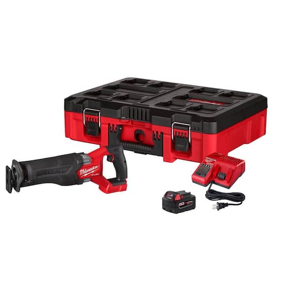 M18 FUEL18V Lithium-Ion Brushless Cordless SAWZALL Reciprocating Saw with PACKOUT Tool-Box, (1) 5.0 Battery, and Charger
