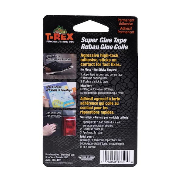 T-REX 0.75 in. x 5 yds. Clear Double Sided Super Glue Tape 288301 - The  Home Depot