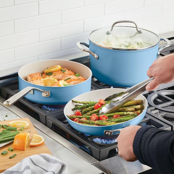 KitchenAid 9-Piece Hard Anodized Ceramic Nonstick Cookware Set, Blue Velvet