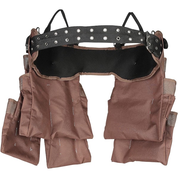 19 Pockets ool Belt, Adjusts from 32 in. to 54 in. Polyester Heavy Duty Tool Pouch Bag, Detachable Tool Bag