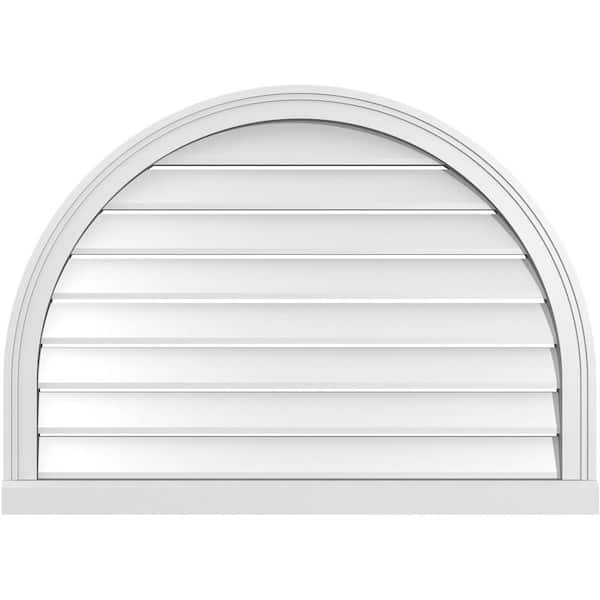Ekena Millwork 36 in. x 26 in. Round Top White PVC Paintable Gable Louver Vent Functional
