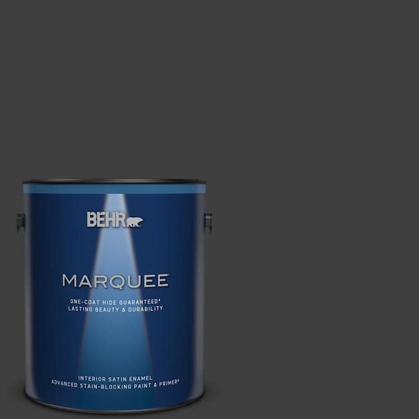 BEHR MARQUEE 1 gal. Black One-Coat Hide Satin Enamel Interior Paint & Primer