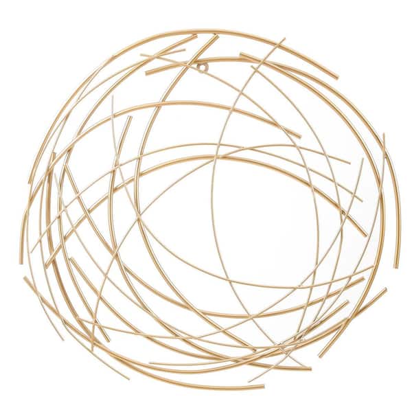 LuxenHome Abstract Gold Iron Sticks Round Wall Decor