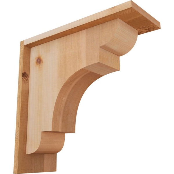 Ekena Millwork 5-1/2 in. x 14 in. x 14 in. Western Red Cedar New Brighton Smooth Corbel with Backplate