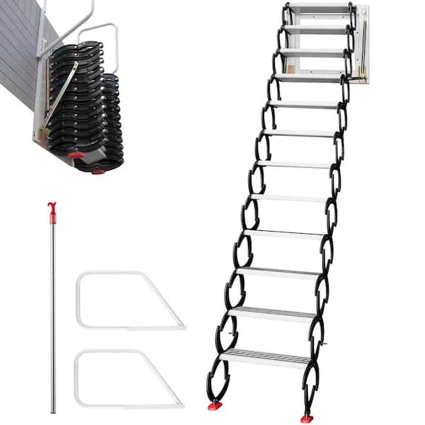Attic Steps Pull Down 16.9 Wide Attic Stairs Alloy Attic Access Ladder Black Pulldown Attic Stairs Dock Ladder 12 Steps