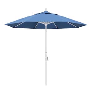 9 ft. Aluminum Collar Tilt Patio Umbrella in Frost Blue Olefin