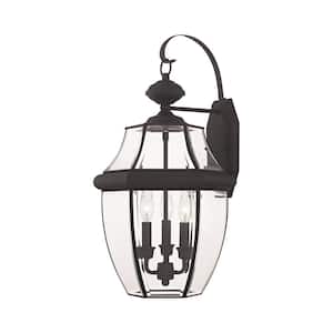 Aston 22.5 in. 3-Light Bronze Outdoor Hardwired Wall Lantern Sconce with No Bulbs Included