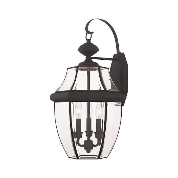 AVIANCE LIGHTING Aston 22.5 in. 3-Light Bronze Outdoor Hardwired Wall Lantern Sconce with No Bulbs Included