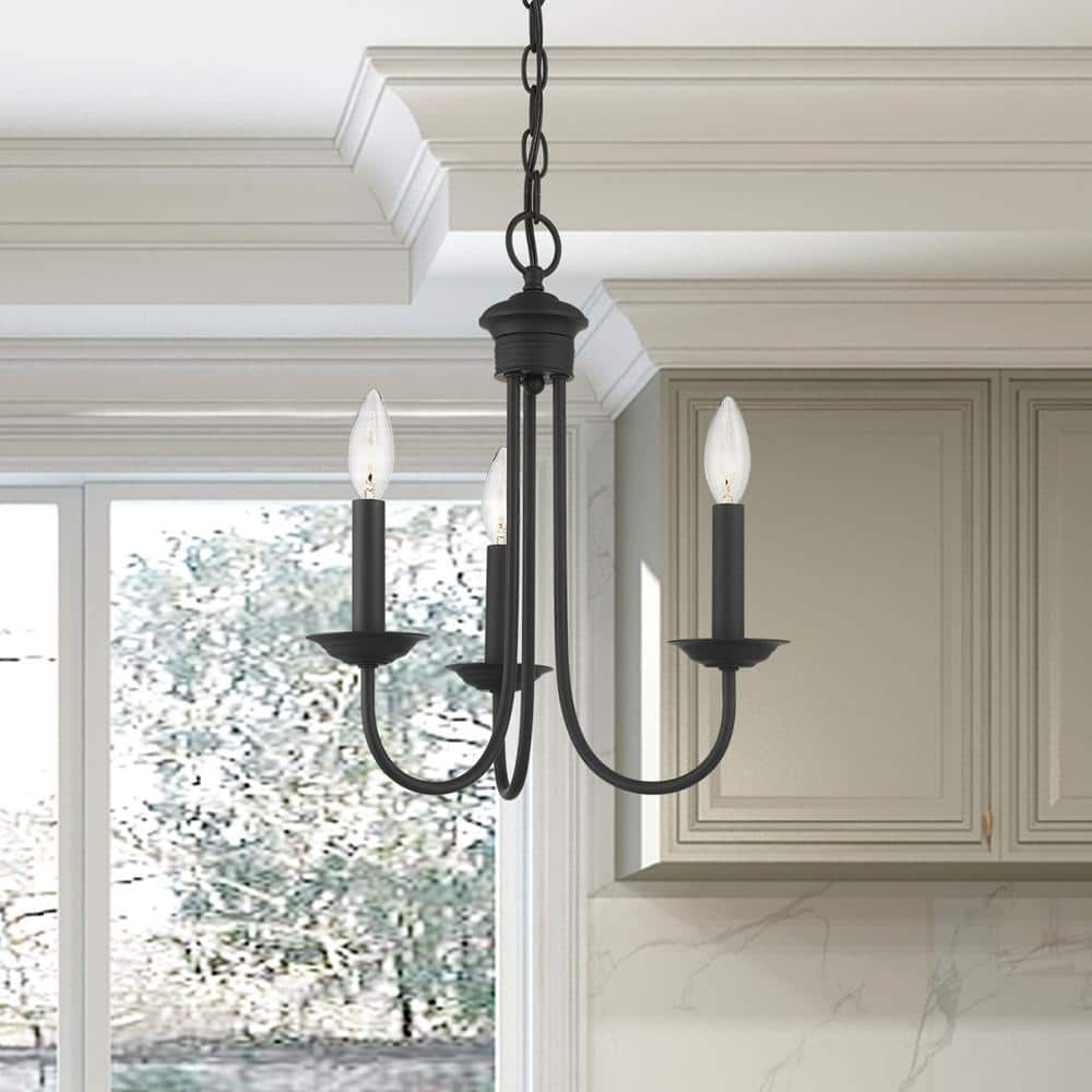 Estate Mini 3-Light Crystal Black Chandelier