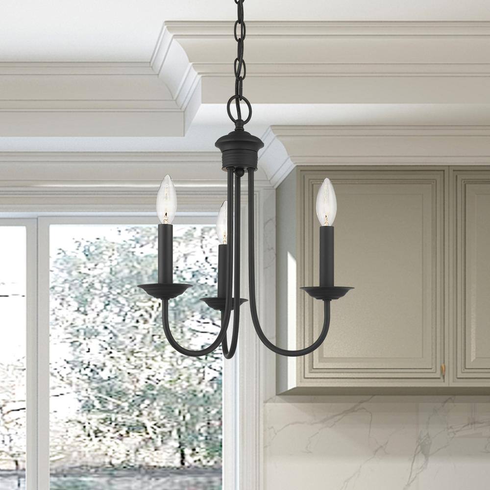 Estate Mini 3-Light Crystal Black Chandelier