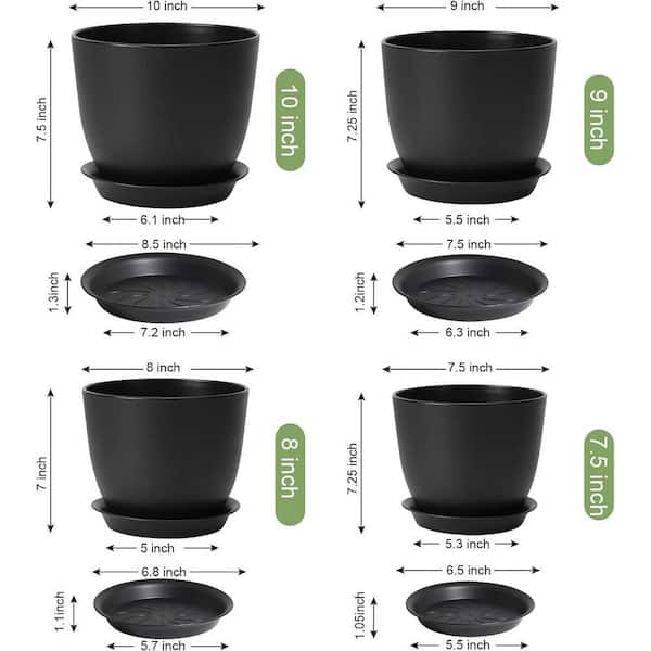 ITOPFOX Modern 7 in. L x 6 in. W x 5 in. H Pure Black Plastic