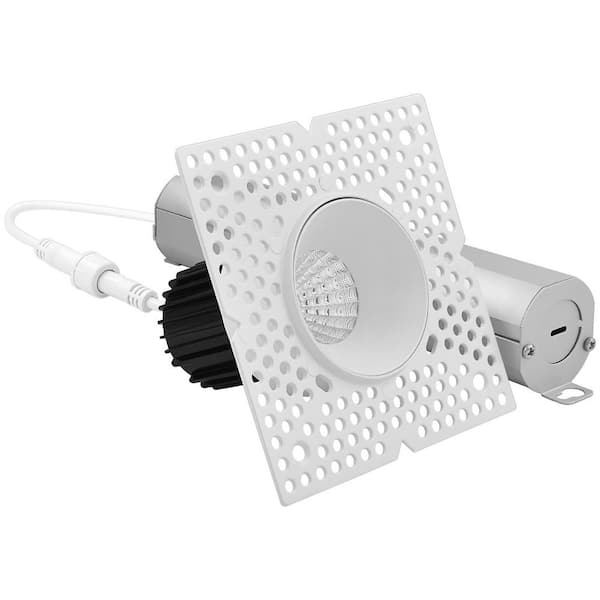 1 In. Integrated LED Trimless Recessed Light, 10W, 850LM, 5CCT, 60° Beam Angle, Dimmable, CRI 90, IC Rated, ETL White