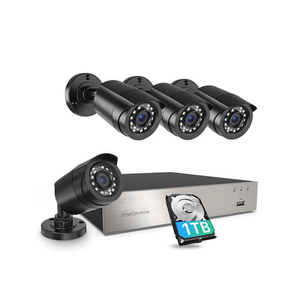 3K Weatherproof Lite Security Camera System with AI Human Vehicle Detection and 1TB Hard Drive
