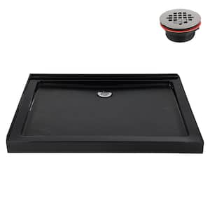 NT-2132-48BL-RH 48 in. x 36 in. Corner Acrylic Shower Pan Base in Glossy Black with Right Hand Drain, ABS Drain Included