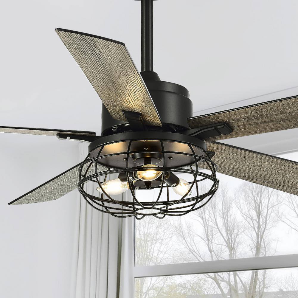 Sky Hog Griffith 52 in. Indoor Black Basic Ceiling Fan with Caged Light ...