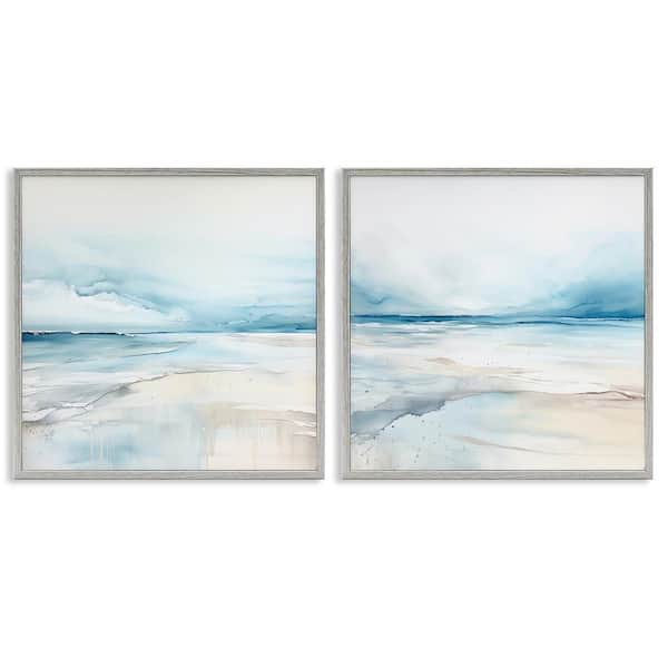 Ocean Tide Abstraction by Irena Orlov 2 Pieces Gray Framed Coastal Giclee Art Print 12 in. x 12 in.