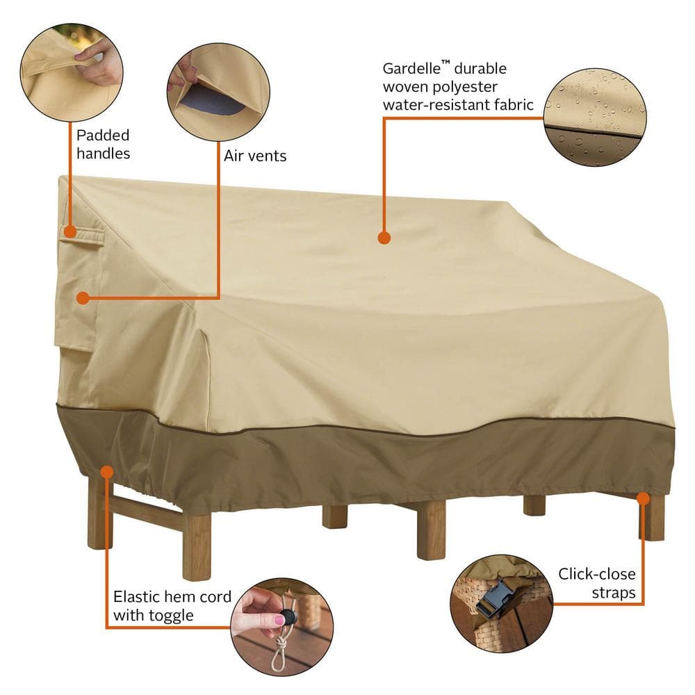 Extra Large Tan and Brown Water-Resistant Patio Sofa Cover